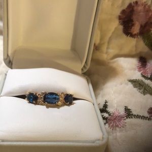 Sapphire blue with cubic zirconias size 9